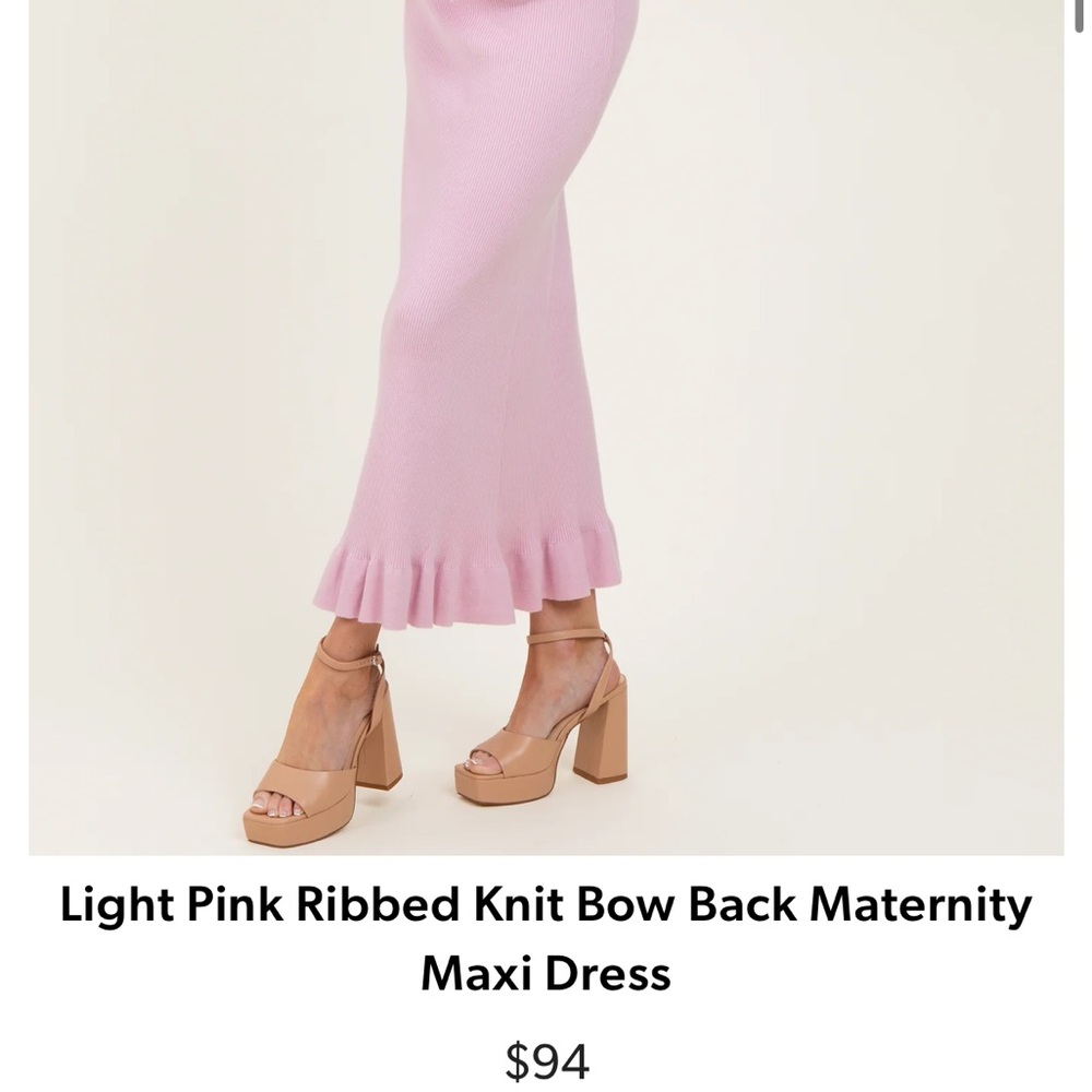 PinkBlush Ribbed Knit Bow Back Maternity Dress - Picture 4 of 10